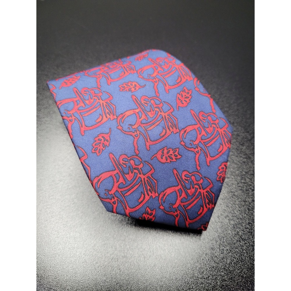 Salvatore Ferragamo Men's Necktie Blue Red Animal Silk 3.5" x 58" Excellent